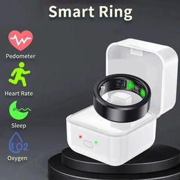 Rastreador de salud con anillo inteligente de moda para frecuencia cardíaca, temperatura, sueño, conteo de pasos, monitoreo de temperatura corporal, anillo de dedo inteligente 240314