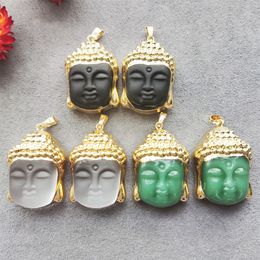 Mode Souriant Tête De Bouddha Pendentif Religieux Leshan Géant Bouddhisme Plein Strass Pavé Charme pour Collier Bijoux DIY Making