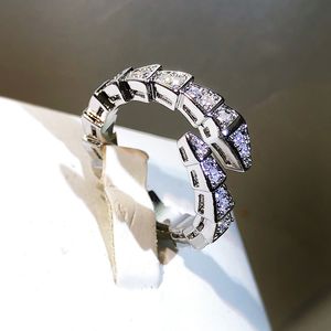 Fashion Snake Designer Band Ring Open maat eenvoudige diamant kristal glanzende liefde ringen sieraden voor vrouwen