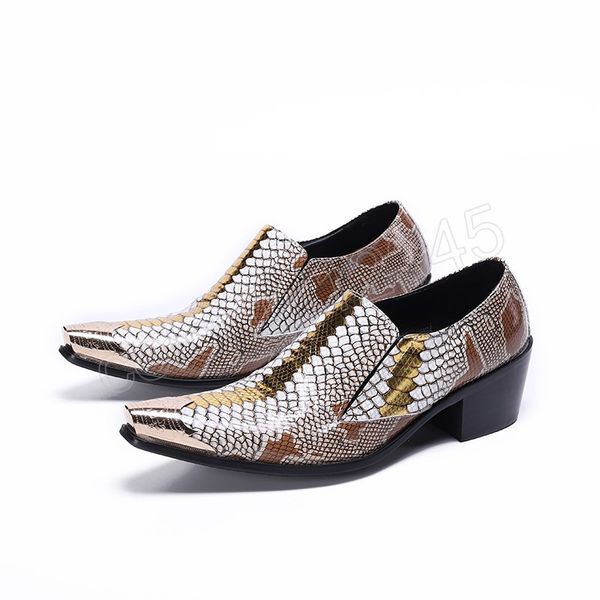 Zapatos de cuero genuino para hombre con patrón de piel de serpiente a la moda, zapatos de vestir para fiesta de celebración de cumpleaños, zapatos formales de negocios