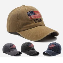 Fashion Snapback Baseball Hat Mens Dames Washed Distress American Flag verstelbaar pet paar gebogen brim usa nationale vlag katoenen pet