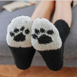 Mode Zachte 3D Coral Fleece Sokken Leuke Kat Klauwen Korte Sokken Cartoon Grappige Animal Paw Sock Vrouwen Pluizige Fuzzy Warm Dikke Slantper Sokken