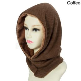 Gorro de invierno suave a la moda para mujer, gorro de punto para mantener el calor de Color sólido para hombre, gorro de algodón con babero, Unisex para niñas