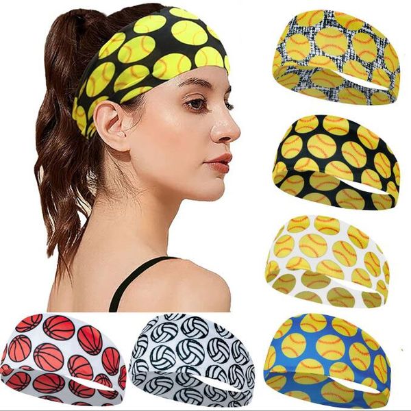 Mode softball sport bandeau de basket-ball bandeaux filles yoga fitness femmes cheveux accessoires imprime bandanas large course baseball bandeau