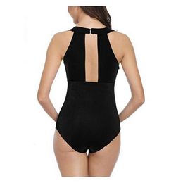 Fashion Solid Black Women's Maternity Une pièce de maillot de bain une pièce de grossesse Mesh ing Sexy Backless Swimers Bathers Premima Clothes