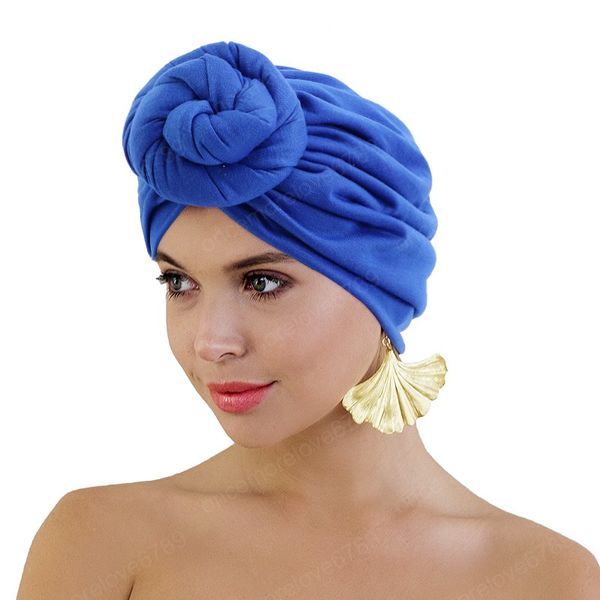 Mode couleur unie avec Turban noué élastique beau beignet bonnet pour femmes foulard à l'extérieur accessoires de cheveux