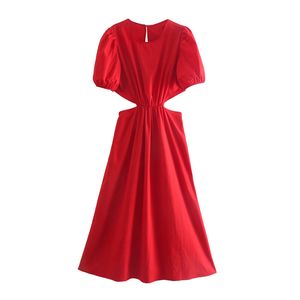 Mode solide rouge Maxi robes pour femmes été élégant Sexy fête découpé dos nu robe moulante 210430