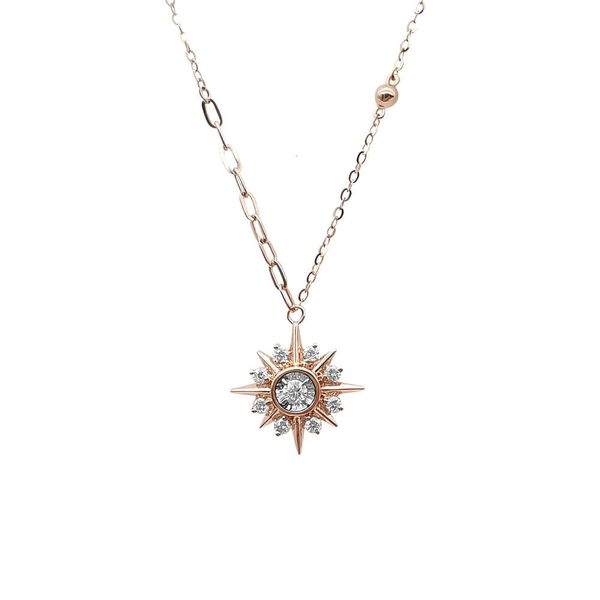 Collier avec pendentif en diamant en forme de fleur de neige solide, bijoux fins en or véritable, vente en gros