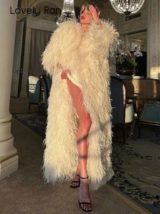 Mode solide épaissir manteau de fourrure pour les femmes élégant Long blanc moelleux chaud manches longues manteaux hiver dames Chic Streetwear 240125