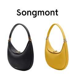 Mode Songmont Crescent Luna Designer Tas Strap Dames Mens Luxurys Handtas Crossboys Half Moon Tassen Takken Verwijderbare schouder Sling Satchel Calfskin Bag 34546