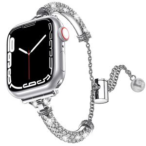 Bracelets de montre intelligents pour femmes, Design scintillant à la mode, pour Apple Watch Band Ultra 38mm 44mm 45mm iwatch Band Series 8 9 4 5 6 7, Bracelet en métal en alliage de zinc