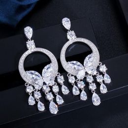 Moda scintillante fascino nappa farfalla orecchino di diamanti designer per donna Giallo Rosso AAA Cubic Zirconia Rame Sposa Matrimonio Eng242F