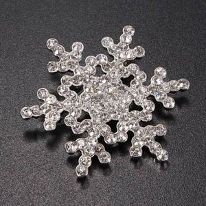 Mode Sparkling Crystal Rhinestone Snowflake Broche Pin Corsage Sieraden Geschenk Kerstmis trouwfeestjurk Rapel Buckle