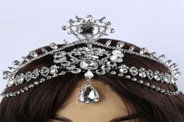 Fashion Sparkly Crystal Bridal Head Chain Indian Hair Bijoux Tikka Femmes Tiara Tiara Bride Fithead Decoration Accessoires S9199286260