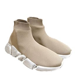 Moda Velocidad Calcetín Diseñador Casual Hombre Mujer Plataforma Zapatillas de deporte de punto brillante Letra Emed Zapatos deportivos para mujer Botines Paris Devise Tamaño 35-46