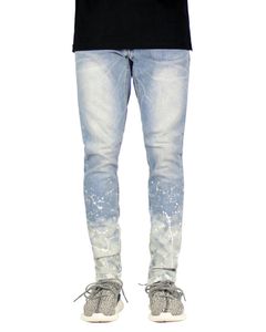 Mode-éclaboussures d'encre Designer hommes Jeans printemps automne fermeture éclair Slim Fit crayon pantalon Jean pantalon