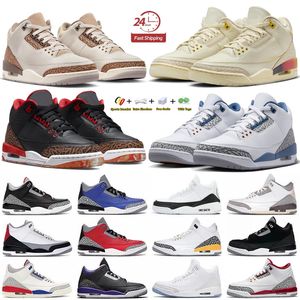 Nike air jordan 3 retro Jorden Jorda 3s Jordan3s Jumpman 3 3S Basketball Shoes chaussures Eminem x Shady PE Noir Or Feu Rouge UNC Racer Bleu Pin Vert Minuit Marine Cool Gris Hommes