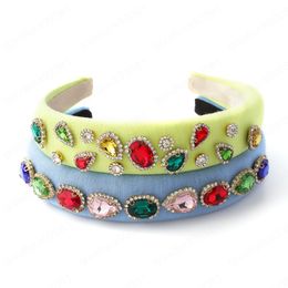 Mode spons stof ronde kleur strass hoofdband voor vrouwen brede kant haaraccessoires