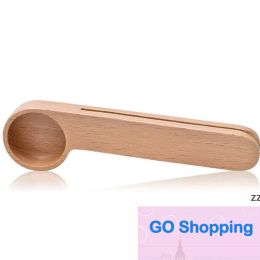 Cuchara de moda, cuchara de café de madera con Clip para bolsa, cucharada, cucharas medidoras de madera de haya maciza, pinzas para cucharas de té y granos