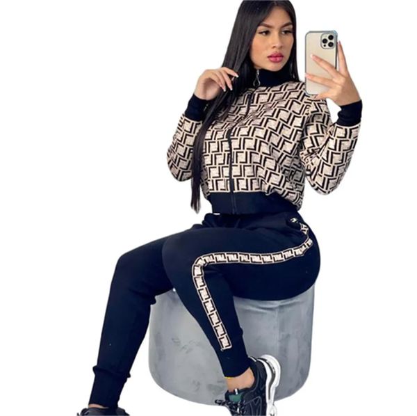 Fashion Sporting Tracksuits plus taille Two Piece Woman Vestes Top and Pantal