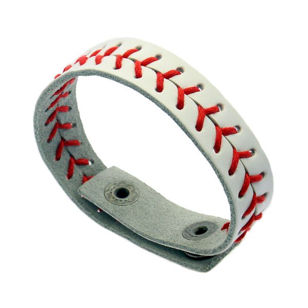 Serie de deportes de moda joyería softball béisbol cuero cuerda roja pulsera blanca al por mayor