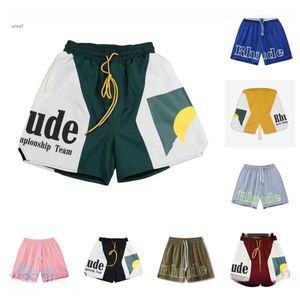 Mode sport shorts rhude zomer korte strandbroek heren hoge kwaliteit pure katoenen streetwear losgrootte vijfpunt basketbal wpdg