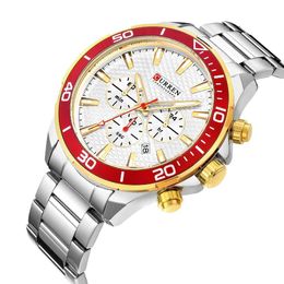 Montres de sport de mode en acier inoxydable pour homme Curren nouveau chronographe étanche 30 m montre-bracelet Relogio Masculino Q0524