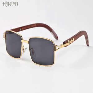 Lunettes de soleil de sport de mode Bamboo Lunettes de soleil en bois pour hommes Gold Metal Frame en bois verres de soleil Femmes Buffle Lunerie de corne Lunettes Gafas 278p