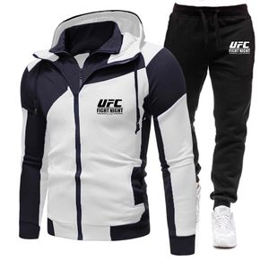 Mode Sportkleding Rits Hoodie Casual Sport Heren Mma Hooded 2 stuk Sweatshirt Joggingbroek 220615