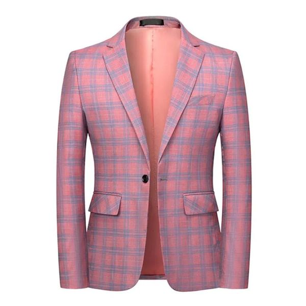 Mode printemps et automne décontracté hommes plaid Blazer coton mince angleterre costume Blaser Masculino mâle veste Blazer S-6XL 240102