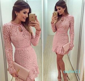 Mode-spring herfst mode casual dames sexy kanten jurken feest nachtclub jurk herfst lange mouw roze brasil vestidos