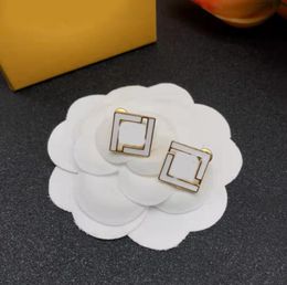 Pendientes cuadrados clásicos con pasador para mujer, aretes de diseño de lujo con esmalte blanco, joyería para fiesta y boda, 6498377