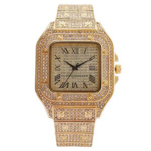 Mode vierkant diamant volledige Romeinse schaal dames horloge kwarts