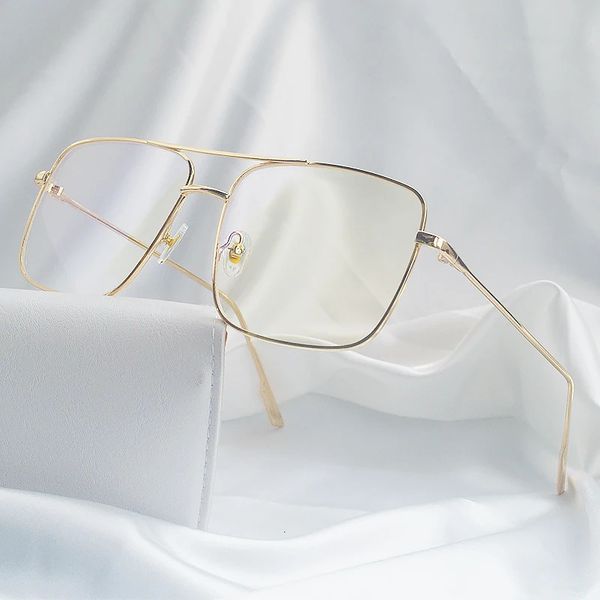 Fashion Square Frame Vintage Eyeglass Men surdimensionné en métal surdimension