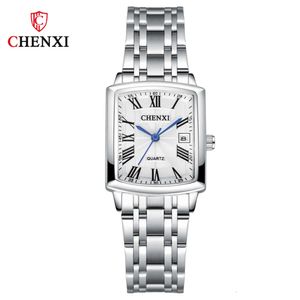 Mode vierkante damesjurk polshorloge Elegante casual quartz klok met datum stalen riem Sier armband horloges voor vrouwen cadeau