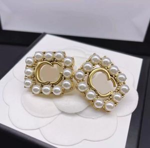 Moda orecchini quadrati di perle orecchini aretes orecchini in ottone materiale argento 925 ago designer di marca orecchini da donna gioielli regalo di nozze