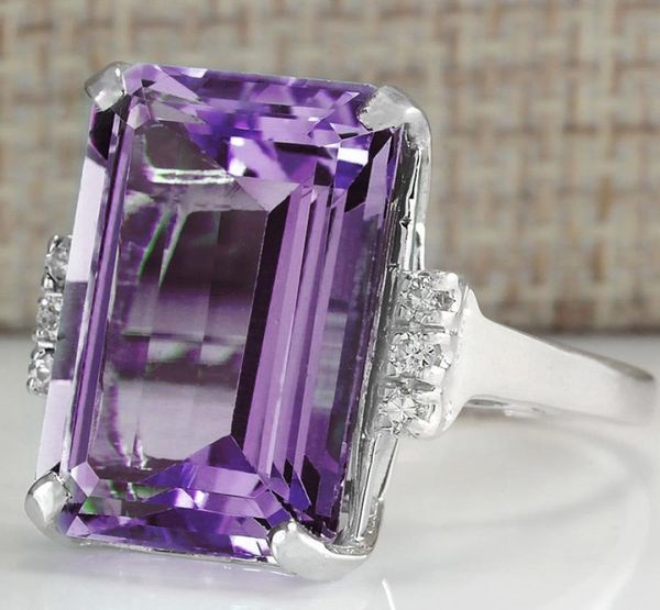 Fashion Square Purple Cubic Zirconia Women039S Anneau de fiançailles Simple White White Remphay Party Anniversary Jewellery Ring8843307