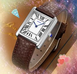 Fashion Square Small Simple Dial Watch Serie de cuero de cuero de vaca Reloj All the Crime Quartz Movement Lovers Imported Crystal Mirror Bracelet Relojes