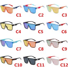 Gafas de sol cuadradas a la moda para hombre y mujer, diseño de marca, gafas de sol con montura grande, gafas con espejo siamés, 12 colores