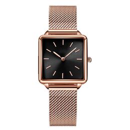 Mode carré femmes montres 2020 femmes or Rose montres maille bracelet Quartz montres sans marque Wach 258w