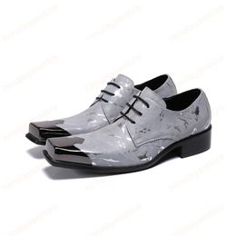 Fashion Stage Show Shows Man Business Patent Leather Nightclub Man's Dress Shoes Plus Size Square Formal Oxfords