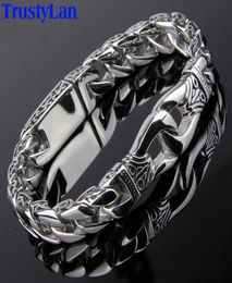 Bracelet de charme en acier inoxydable Men Vintage Totem Men039 Bracelets à la main Bijoux de viking masculin