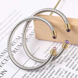 Fashion en acier inoxydable Zircon C Forme Twist Bracelet pour femmes Ajustements de bijoux de luxe