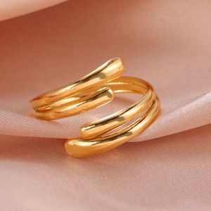 Mode roestvrij staal voor vrouwen goud kleur geometrische open vinger ring verlovingsfeest minimalistische sieraden geschenken