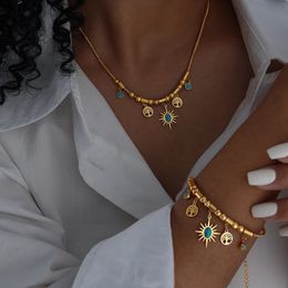 Collar de pulsera dorada de acero inoxidable de moda Set Mujer 2 piezas 2 piezas de boda nupcial de lujo real hasta accesorios de joyería de muerte 240511