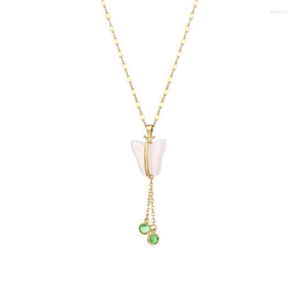 Mode en acier inoxydable or papillon pendentif collier pour femmes lèvres chaîne gland bijoux avec charmes cadeau de noël XL339 colliers