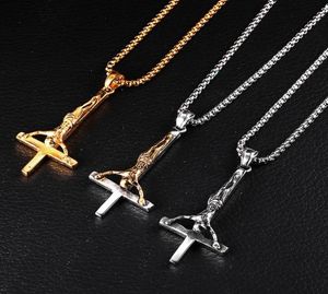 Mode acier inoxydable inversé jésus pendentif collier Lucifer Satan culte bijoux chaîne pour hommes femmes Anti-Christian6334244