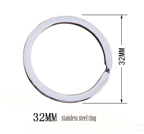 Llavero de metal redondo de hierro de acero inoxidable a la moda, llavero de anillo chapado en rodio, 25mm, 28mm, 30mm, 32mm, 33mm, 35mm