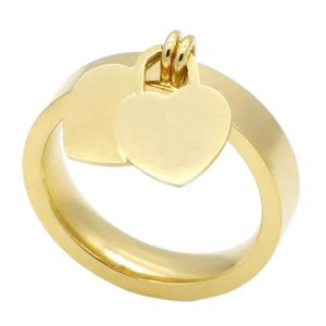 Mode en acier inoxydable amour argent or coeur anneaux bague pour dame femmes hommes fête amoureux de mariage cadeau fiançailles couple bijoux288Z