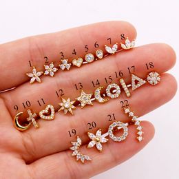 Mode Roestvrij Staal Mini Zirkoon Kraakbeen Piercing Stud Oorbellen Voor Vrouwen Helix Tragus Piercing Dames Lichaam Sieraden 1PC Drop verzending YME102